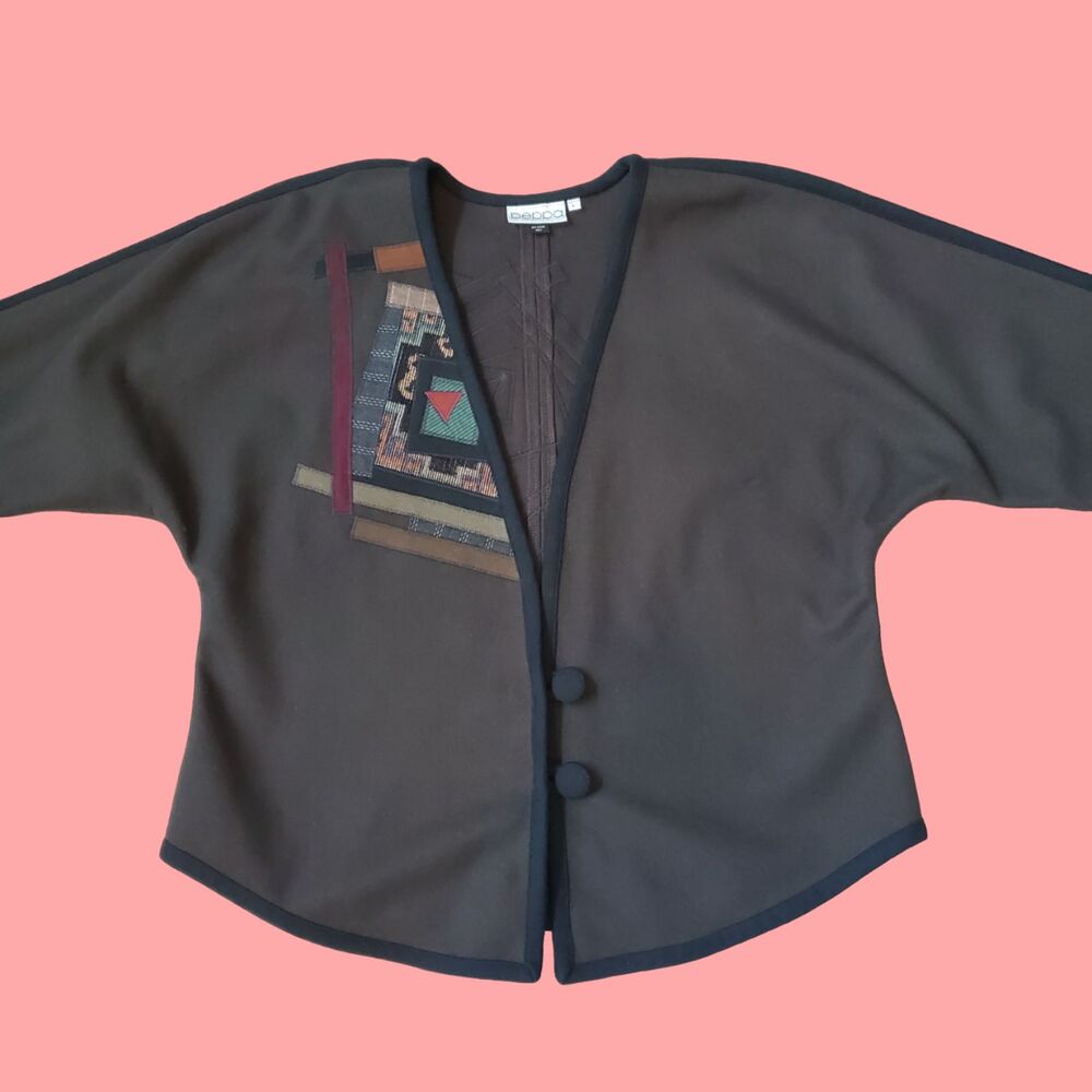 Vintage 80's Beppa Green Patchwork Wool Jacket